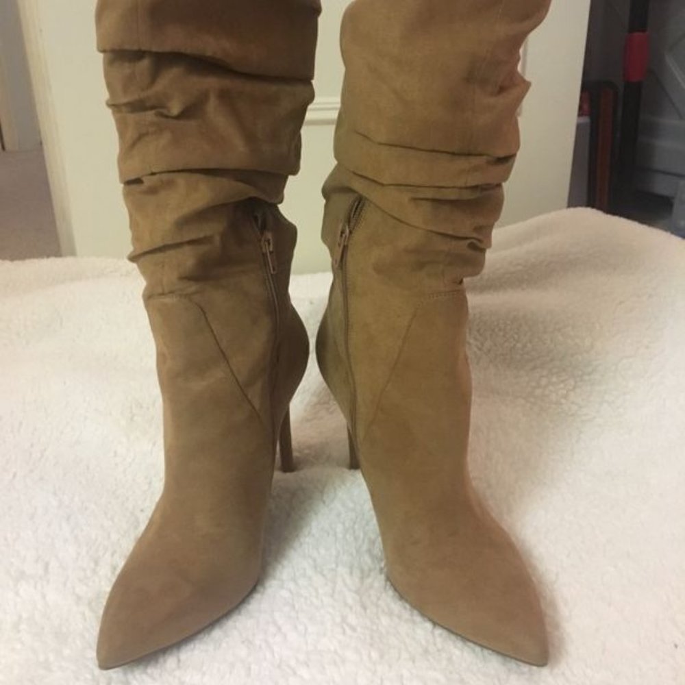 JESSICA SIMPSON TAN SUEDE BOOTS SIZE 9 1/2